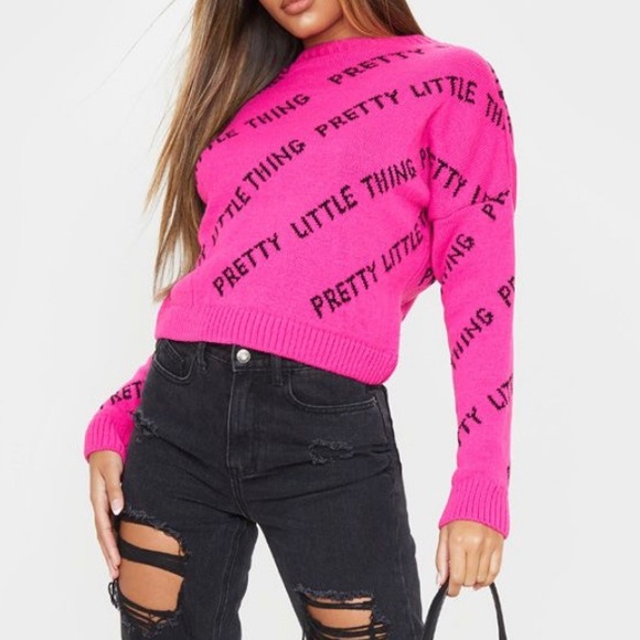 PrettyLittleThing Sweaters - PrettyLittleThings Monogram Sweater